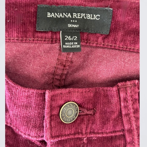 Banana Republic Skinny Corduroy Pants Burgundy Sz 2 (Fits 4) Fall Chic Preppy - Picture 10 of 11